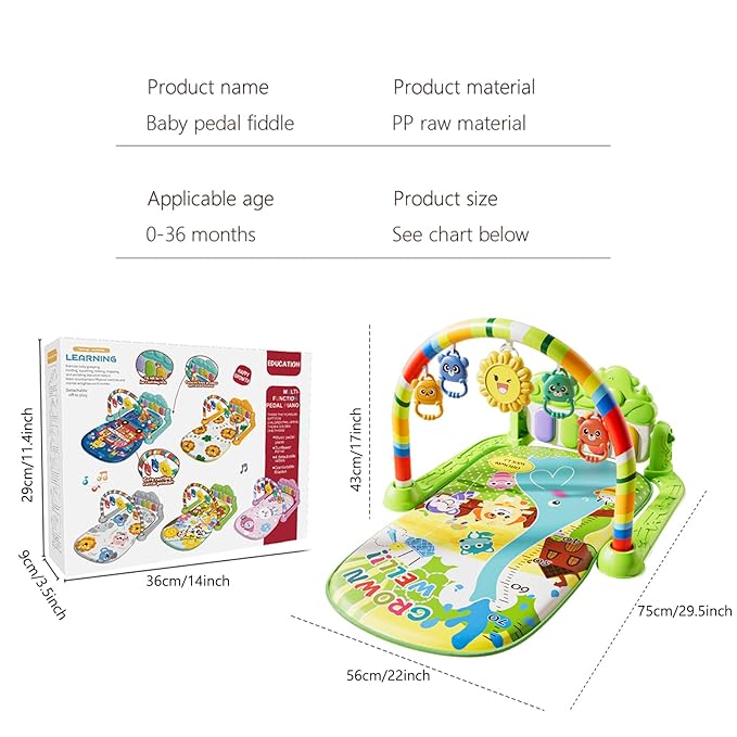 Alive Lovely Baby Gyms Play Mats, Musical Activity Center Baby Piano Gym Mat, Music and Lights Tummy Time Padded Mat for Newborn Newborn 0 to 3 6 9 12 Months