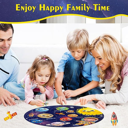 Floor Puzzles for Kids Ages 4-6 70 Piece Glow in The Dark Solar System Puzzles 3-5 Space Planets Toys Large Jigsaw Puzzle Learning Educational Toy Birthday Gift for Boys Girls Ages 6-8