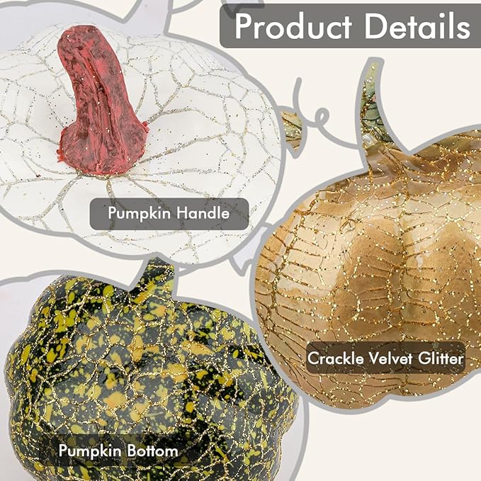 12 Pcs Pumpkin Decor,Fall Decorations for Home,Metal Cracked Design Foam Pumpkins for Thanksgiving Halloween Table Centerpiece Decor,Autumn Harvest Outdoor Pumpkins for Porch