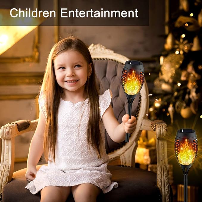 Kurifier 12Pack Flickering Flame Solar Torch Lights for Garden Decor, Waterproof Solar Lights Outdoor Decorative, Outdoor Decorations for Yard Porch Lawn Patio Outside Decor-Luces Solares para Jardin