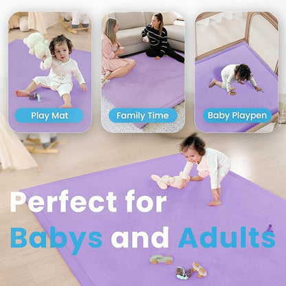 1.3" Thick Baby Play Mat for Floor, 28x72 Foam Tummy Time Mat, Padded Support Soft Plush Bedside Rugs for Infant Kids Toddler Crawling Kick Activity (Lavender)