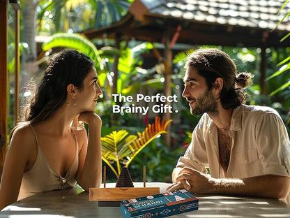 BSIRI Fun Puzzle Board Games Gifts of Hanoi Tower (9 Rings) with Wooden Designs for Brain Teasers Logic Games Kids and Adults to Challenges Mastermind Game and Think for Fun Learning Tower Puzzles