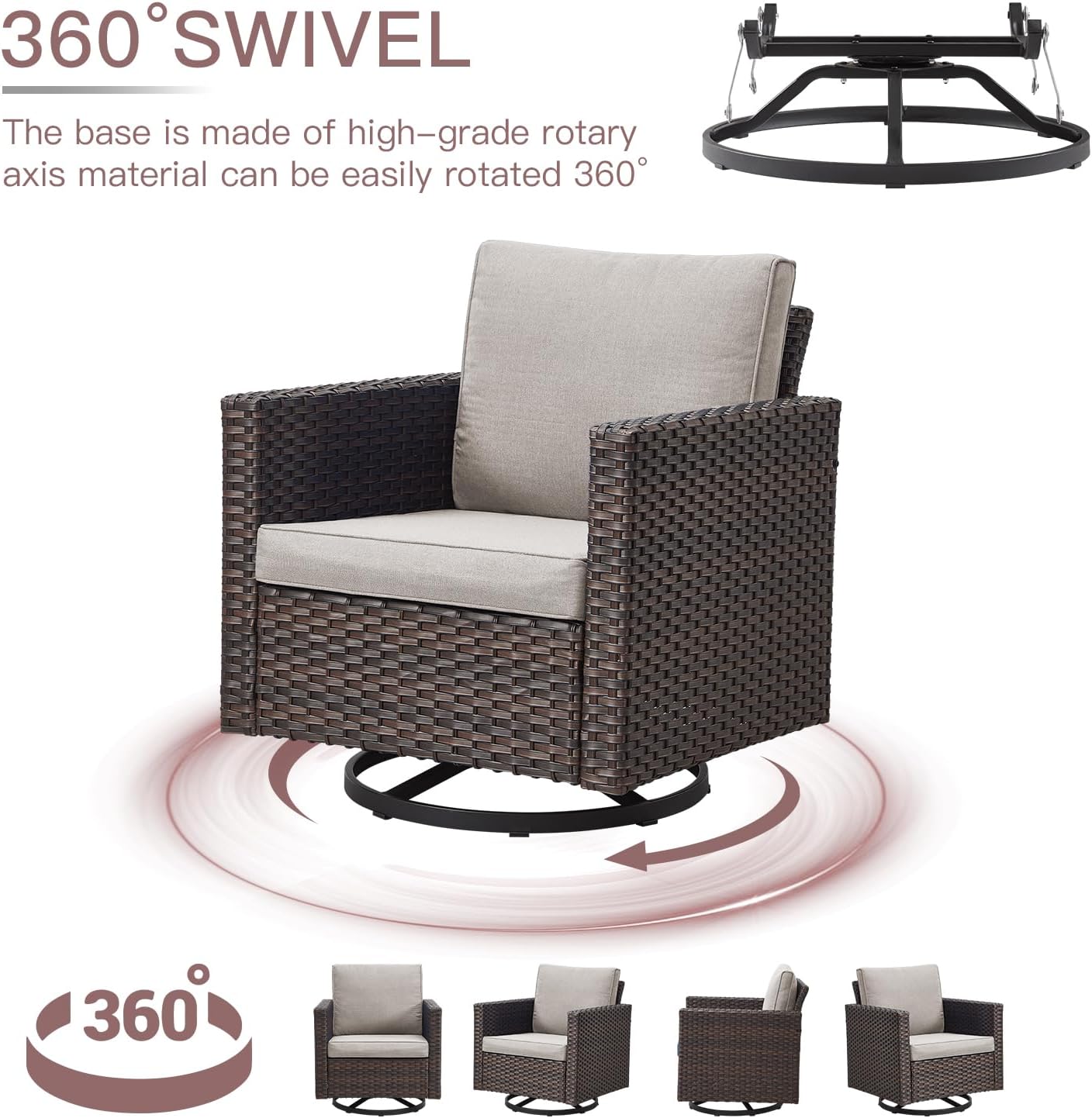 HUMMUH Patio Furniture Set with Fire Pit Table,Outdoor Sectional Couches Swivel Patio Chairs and Ottomans,All Weather PE Wicker 11 Pieces Patio Conversation Sets for Garden Porch Backyard in Beige