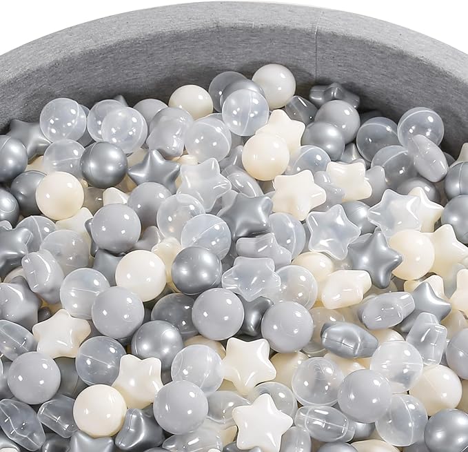 Ball Pit Balls Pack of 100 200 500 - Star and Round Set BPA Free Phthalate Free Non-Toxic Crush Proof Play Balls Soft Plastic Balls for Toddlers Baby Kids Birthday Pool Tent Party