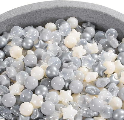 Ball Pit Balls Pack of 100 200 500 - Star and Round Set BPA Free Phthalate Free Non-Toxic Crush Proof Play Balls Soft Plastic Balls for Toddlers Baby Kids Birthday Pool Tent Party