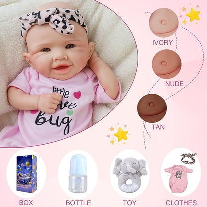 Girl 18 Inch, Full Silicone Baby Doll, Realistic Baby Dolls, Realistic Veins & Pose, Not Vinyl, Reborn Baby Dolls Silicone Full Body, Gift Set