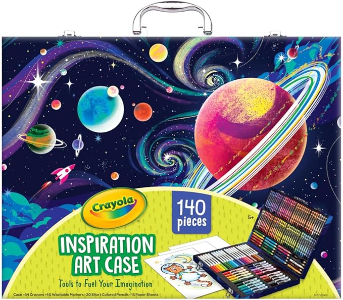 Crayola Inspiration Art Case Space Coloring Set (140pcs), Art Kit for Kids, Crayons, Markers, Pencils, Holiday & Christmas Gift for Boys & Girls, Ages 5, 6, 7 [Amazon Exclusive]