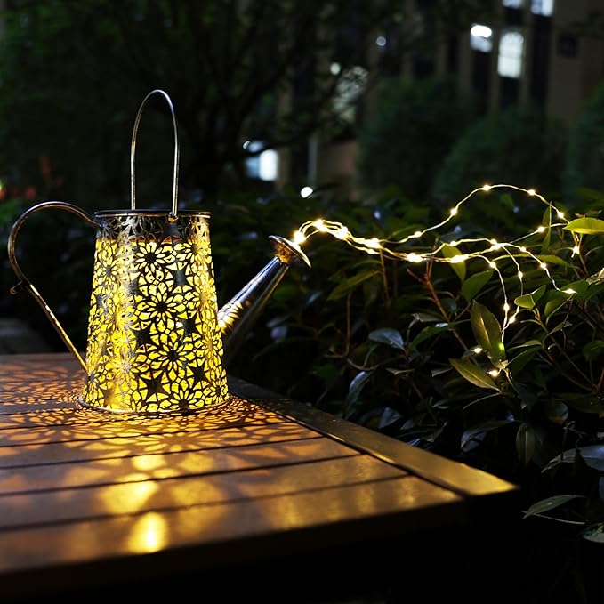 VOOKRY Solar Watering Can Lights, Large Retro Metal Hanging Solar Lights Outdoor Waterproof, Gardening Gifts for Mom Grandma Women Birthday, Garden Decor Yard Light Outside for Porch Landscape Patio