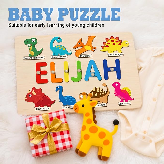 Personalized Name Puzzle for Kids, First Birthday Gifts for Girls&Boys, Learning Toys 1-3 Animal Puzzle Montessor Toys for Kids