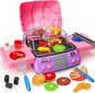 Kids BBQ Grill Playset Kitchen Toy Set with Pretend Smoke Sound Light Toddler Girls Pink Play Food Ages 3-5 4-8 Indoor Outdoor Cooking Barbecue Toys for 3 4 6 Year Old Girl Birthday Gift