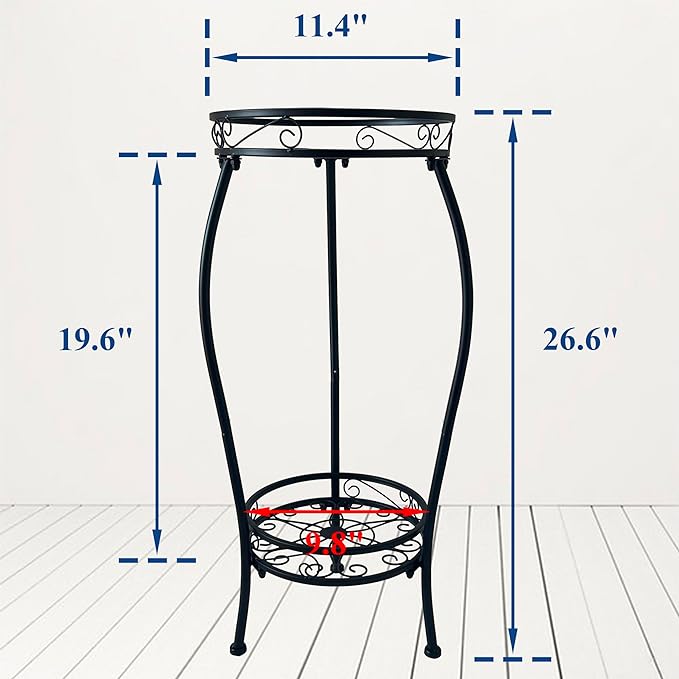 CASIMR 2 Tier Plant Stand Indoor Outdoor, 26.6" Tall Metal Potted Holder Rack Multiple Flower Pot Stand Heavy Duty Plant Shelf Rustproof Iron Plant Round Supports Rack