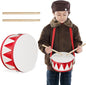 Kids Drum Set 8 Inch Wooden Toy Drum with Adjustable Strap 2 Drumsticks Educational Sensory Musical Instrument Toy Set for Toddlers Kid Baby Boys Girls Gift(Red Triangle Style)