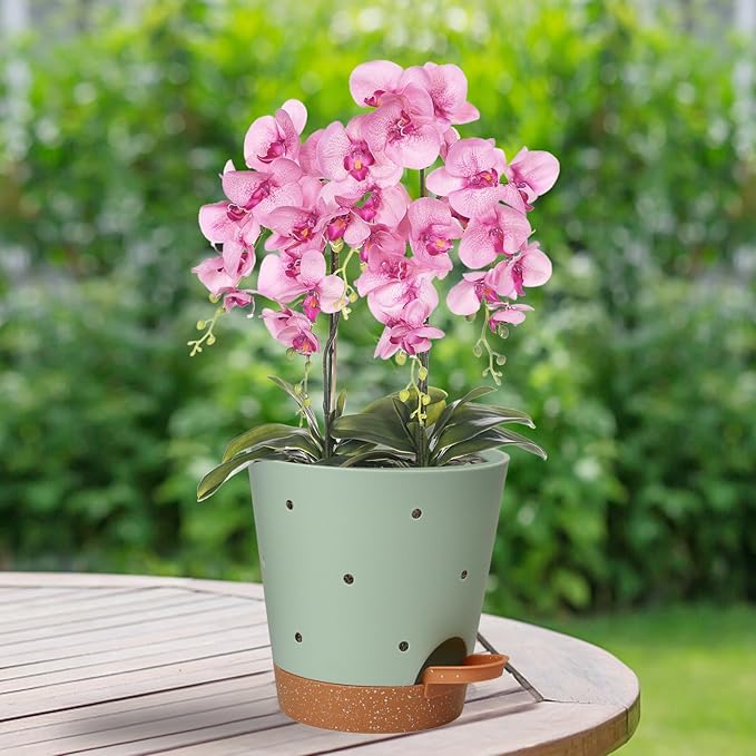 Orchid Pots with Holes, 6 Inch Self Watering Orchid Pot 3 Pack Plastic Plant Pots for Orchid, Flower (Multicolor)