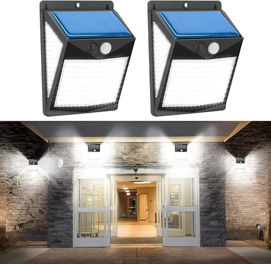 Solar Lights Outdoor 238 LED, 270° Wide Angle Motion Sensor Lights with 3 Modes, IP65 Waterproof Solar Powered Wall Lights for Yard Garden, Patio, Driveway(2 Pack)