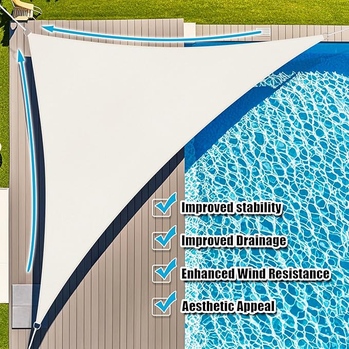 Amagenix Sun Shade Sail 14'X14'X19.8' Curved Edge Outdoor Shade Canopy Cream Breathable 95% UV Block Shade Cloth for Patio Garden Backyard (We Make Custom Size)