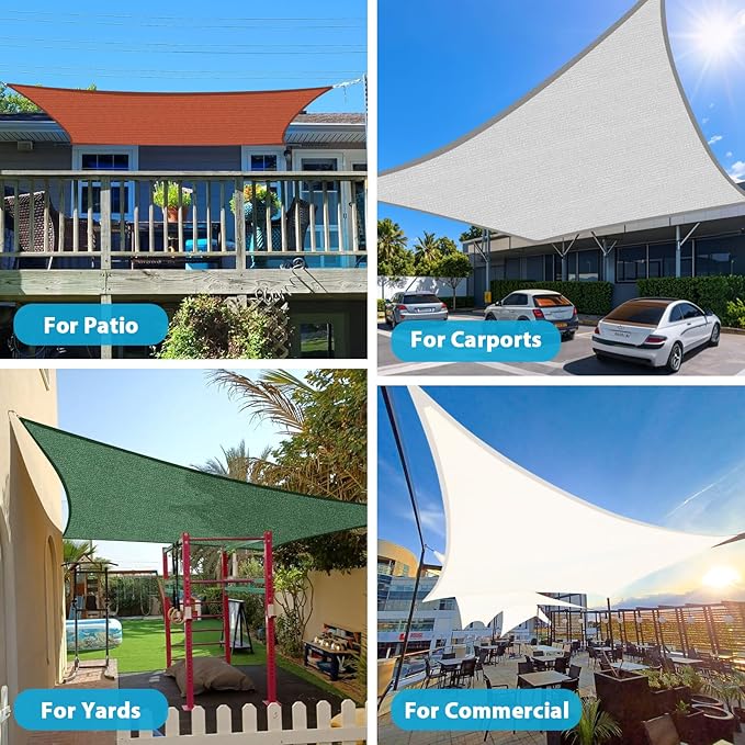 Amagenix Sun Shade Sail 15'X24' Curved Edge Outdoor Shade Canopy Mocha Breathable 95% UV Block Shade Cloth for Patio Garden Backyard (We Make Custom Size)