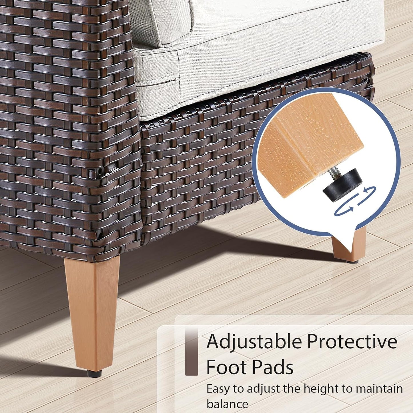 HUMMUH Patio Furniture Set,5 Pieces Outdoor Sectional Chairs with Ottomans,All Weather PE Wicker Patio Conversation Sets for Garden Porch Backyard