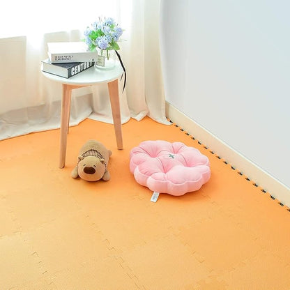 qqpp EVA Rubber 18 Tiles Interlocking Puzzle Foam Floor Mats - Baby Play Mat for Playing | Exercise Mat for Home Workout. Orange. QC-Bb18N