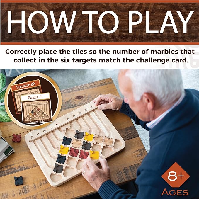 MindWare Marble Circuit Deluxe Brain Teaser Puzzles – Logic Game for 1 Player – Great Gift for Kids & Adults – Premium Marble Maze Game with 100 Brain Puzzles – Ages 8+