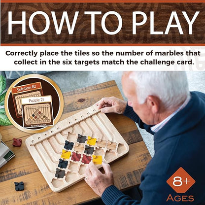 MindWare Marble Circuit Deluxe Brain Teaser Puzzles – Logic Game for 1 Player – Great Gift for Kids & Adults – Premium Marble Maze Game with 100 Brain Puzzles – Ages 8+