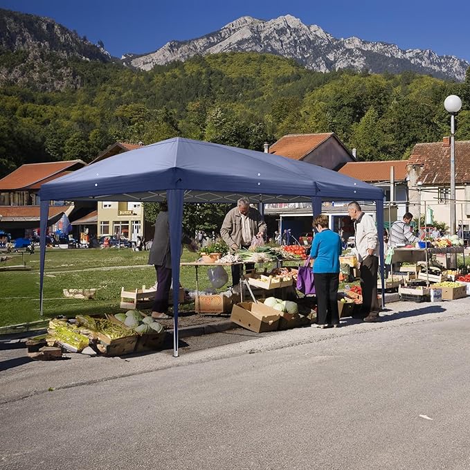 Outvita 10x20ft Pop Up Canopy Tent, Outdoor Instant Shelter Folding Canopy with Carry Bag for Commercial Events, Party, Backyard BBQ, Camping Blue