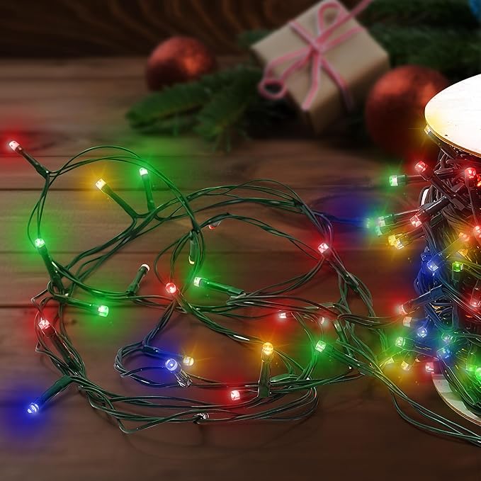 Christmas Light 1000 LEDs 336ft Green Cable Wire Fairy String Tree Twinkle Lights Plug in 12 Modes for Christmas Party, Outdoor, Garden, Wedding, Home Decoration (Multi Color)