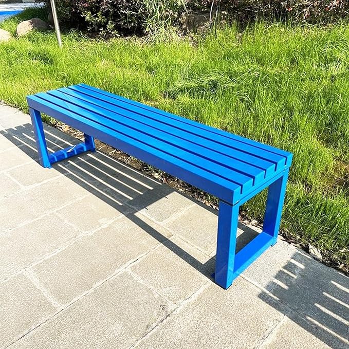 Weatherproof Metal Dining Bench, Outdoor Bench Backless Patio Bench 2-Person Farmhouse Bench Garden Bench for Kitchen, Living Room, Entryway(Blue,40in)