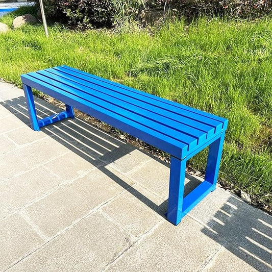 Weatherproof Metal Dining Bench, Outdoor Bench Backless Patio Bench 2-Person Farmhouse Bench Garden Bench for Kitchen, Living Room, Entryway(Blue,40in)