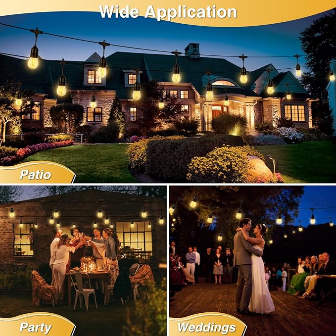 ZJOJO Solar String Lights Outdoor Waterproof 120FT,Solars Light Outdoor with 30 Shatterproof Bulbs IP65, Patio Lights SolarPowered &USB Port, LED String SolarLights for Outside Decor