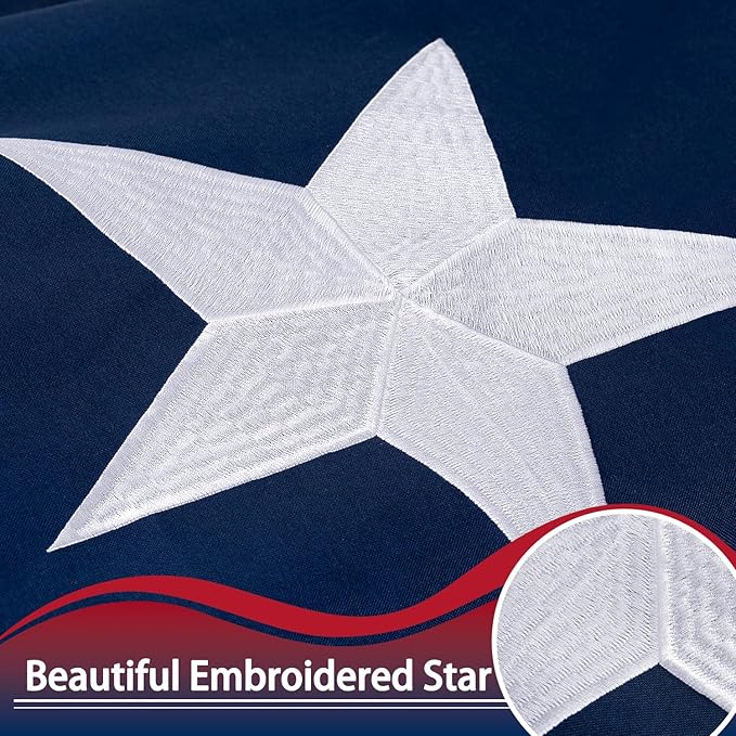 Texas Flag 8x12 ft Deluxe Super Tough Series, Heavy Duty Spun Polyester, All Weather TX Flag High Wind with Embroidered Stars, 4 Brass Grommets, Sewn Stripes, Durable Texas Flags Outdoor Outside