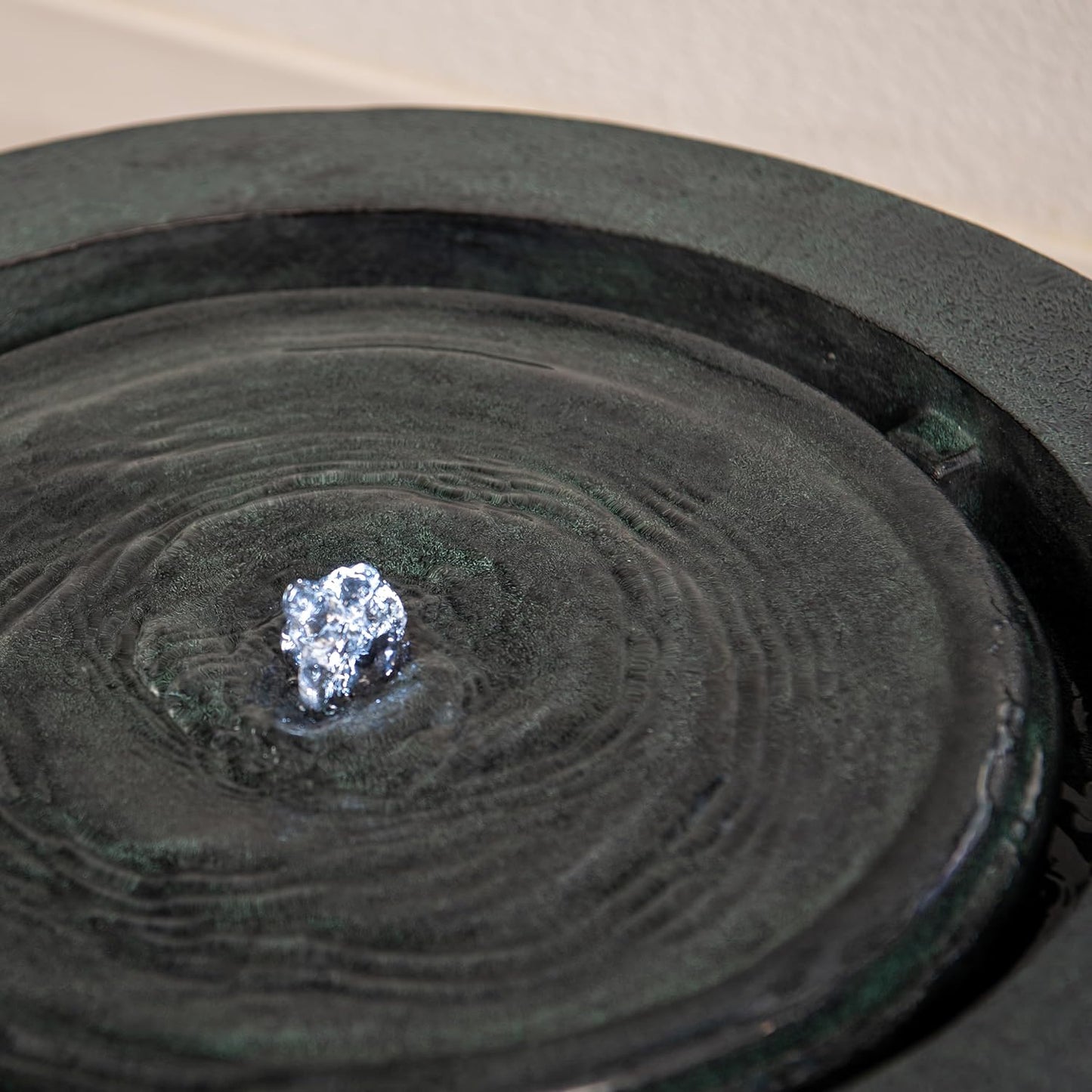 Xbrand 19.8" W Round Polyresin Indoor/Outdoor Sphere Water Feature w/LED Light, Garden Patio Fountain Decor, Dark Green, ALLS3542-2