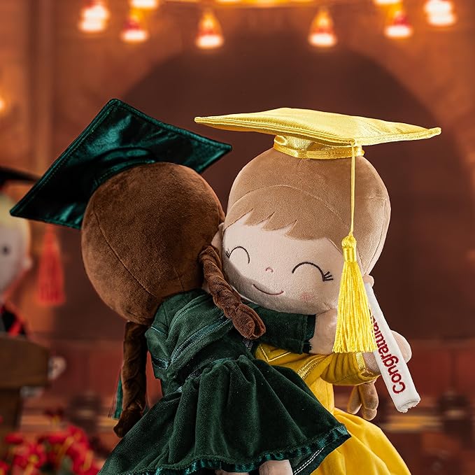 Gloveleya Baby Girl Gifts Graduation Plush Girls Dolls Congratulation Gift for Kindergarten Gold 16 inch