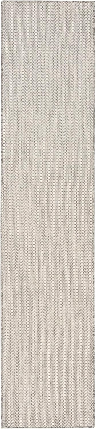 Nourison Home Courtyard Indoor/Outdoor Ivory/Silver 2'2" x 8' Area Rug, Easy Cleaning, Non Shedding, Bed Room, Living Room, Dining Room, Backyard, Deck, Patio (2x8)