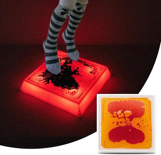 Art3d 12×12 Inch Sensory Interactive Yellow-Red Liquid Motion Tiles for Toddlers Kids & Adult - Touch Sensitive 7 Color Changing Flooring Tile for Home Décor, Indoor & Outdoor Activities, 1-Pack