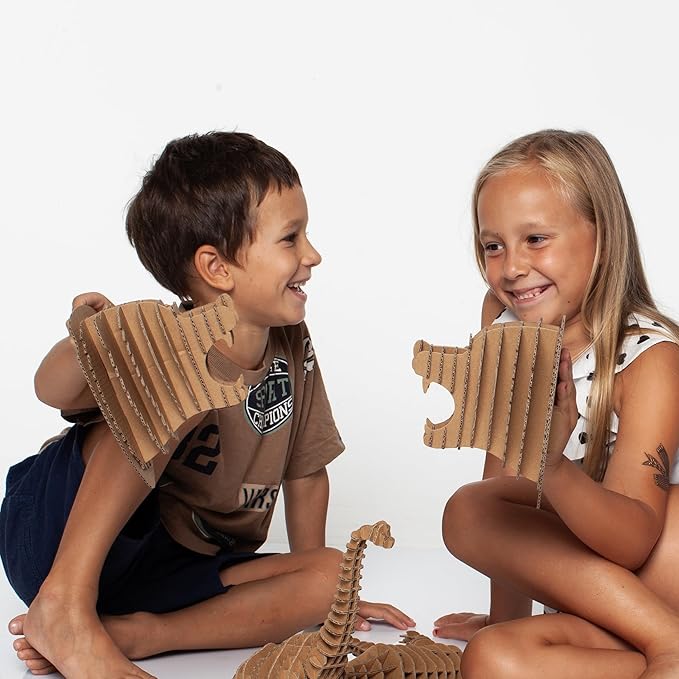 Cottify 3D Cardboard Puzzle - Fun 3D Puzzles for Adults & Kids, Easy to Assemble 3D Puzzle, Eco-Friendly, No Scissors or Glue Needed, Cardboard Assembly Toy, Perfect Sustainable Gift (Bear Head)