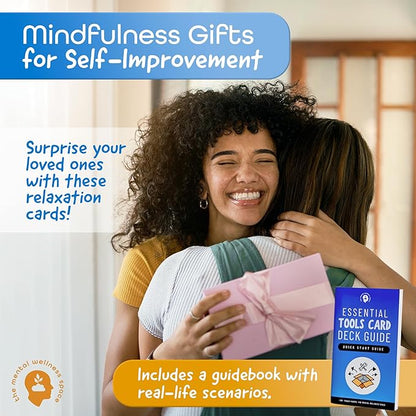 My Essential Self-Care Tools Card Deck, Mindfulness Cards for Promoting Mental Coping Skills & Calm, Resilience Building for Men/Women, 1 Deck/52 Pieces with Guidebook