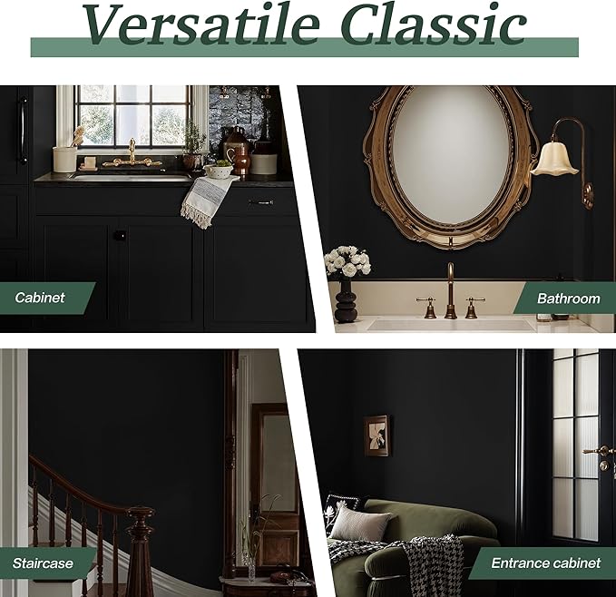 Dimoon 236''x17.7'' Black Peel and Stick Wallpaper Contact Paper Modern Self Adhesive Wall Paper Removable Renter Friendly Textured Solid Color Shelf Cabinet Vinyl Roll (236''x17.7'',Black)