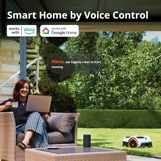 Segway Navimow i105N Robot Lawn Mower Perimeter Wire Free 1/8 Acre RTK+Vision Robotic Lawnmower, AI-Assisted Mapping, Virtual Boundary, APP Control, 58dB(A) Quiet, Multi-Zone Management