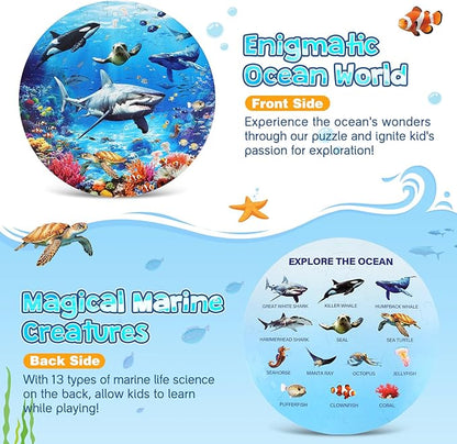 Underwater Ocean Floor Puzzle for Kids Ages 4-6, Shark Toys for Boys Girls, 70 Pieces Large Jigsaw Shark Puzzles for Kids Ages 3-8, Educational Ocean Animals Toys for Birthday Christmas