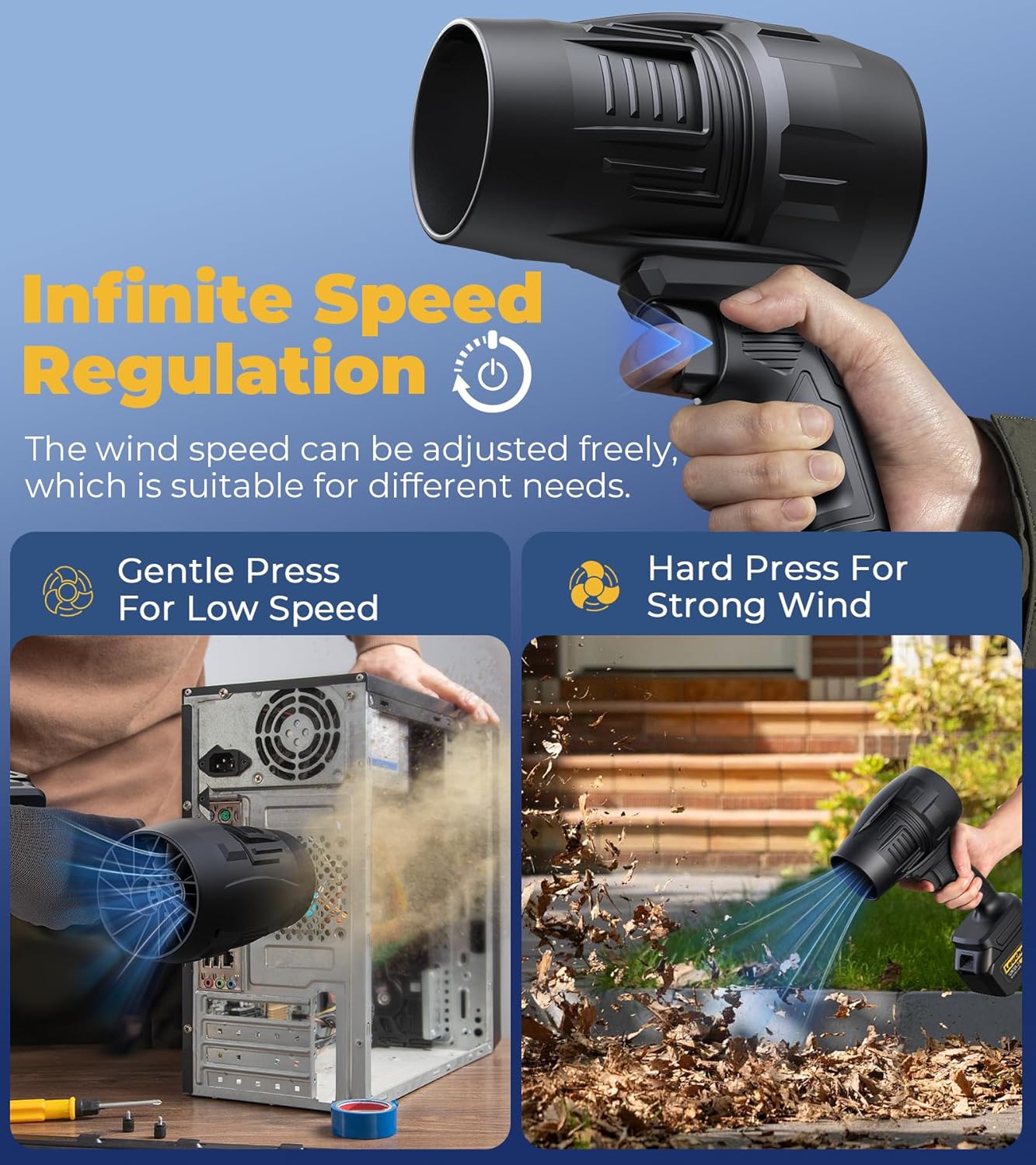 Electric Leaf Blower Cordless with Battery and Charger,300000RPM Air Turbo Jet Blower, Portable Lightweight Handheld Small Blowers for Lawn Care, Patio Cleaning, Blowing Leaves,Dust and Snow,Car Dryer