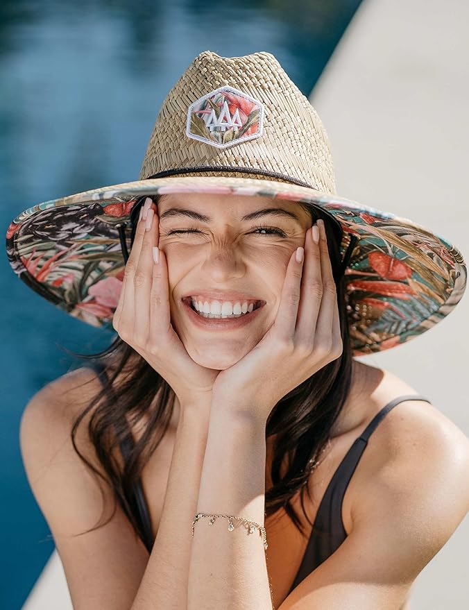 Straw Hat for Men & Women | Lifeguard Hat, Beach Hat & Sun Hat | UPF 50+ Wide Brim for Sun Protection | One Size | Hemlock