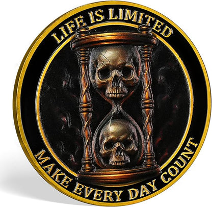 AtSKnSK Memento Mori Coin Momento Mori Coin Skull Coin Stoic Gifts Memento Mori Calendar Living Memento Mori Amor Fati Coin (Skull Island)