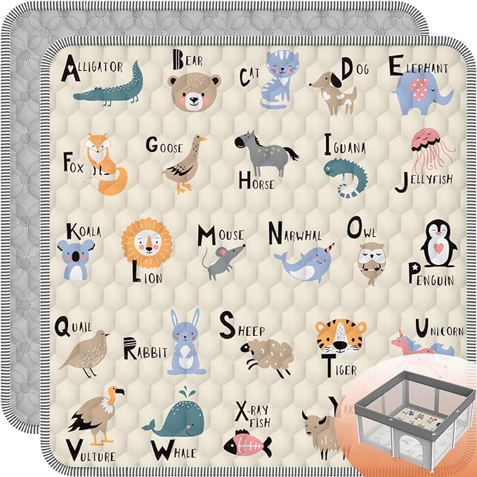 Baby Play MAT 50" X 50" Playpen Mat, Soft Thickened Anti-Slip Baby Mat for Floor, Foldable and Machine Washable Baby Crawling Mat