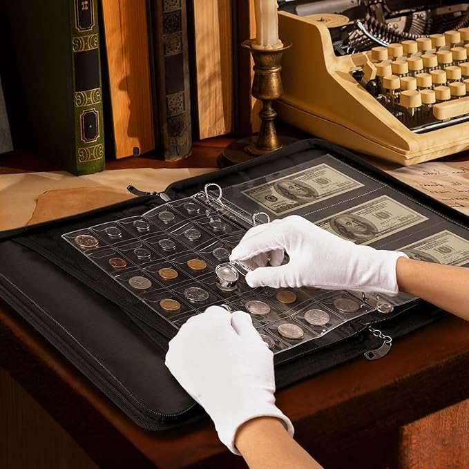 Coin Collection Book with 520 Pockets Coin Holders, Coin Albums for Collectors Coin Sleeves-Paper Money Binder Organizer Coins Storage Case with Lock,Collecting Coin Collection Supplies for Bill,Stamp