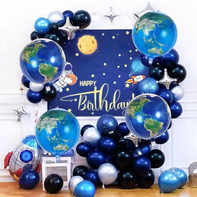 6 Pcs Planet Balloons, Large Earth World Map Foil Balloon, 2 Styles Globe Round Sphere Balloons for Birthday Earth Day Travel Adventure Themed Party Decorations Supplies