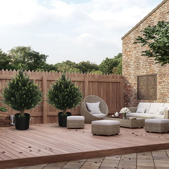 19” Artificial Cedar Outdoor Artificial Shrub Sunlight Resistant Leafy Potted Plant for Indoor Porch of Home and Office Artificial Outdoor Tree Topiary Trees