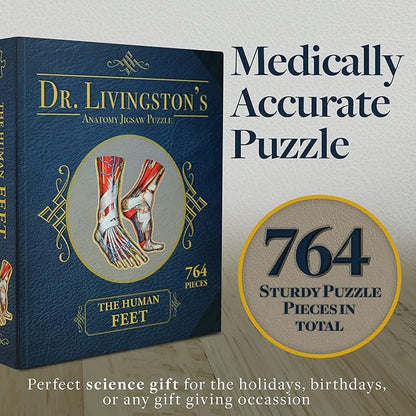 Dr. Livingston's Human Feet Anatomy Puzzle - A Medically Accurate Jigsaw Puzzle of The Feet - Educational Toy of The Human Body - Unique Shaped Puzzle for Doctors, Nurses and Medical Students