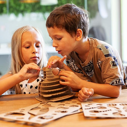 Cottify 3D Cardboard Puzzle - Fun 3D Puzzles for Adults & Kids, Easy to Assemble 3D Puzzle, Eco-Friendly, No Scissors or Glue Needed, Cardboard Assembly Toy, Perfect Sustainable Gift (Bear Head)