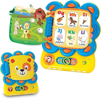 KiddoLab Words and ABC Learning for Toddlers 1-3 Years Old with Chapa The Lion Alphabet Book - Interactive Sound Book with Melodies, Fun Sounds & Light for Early Education and Development