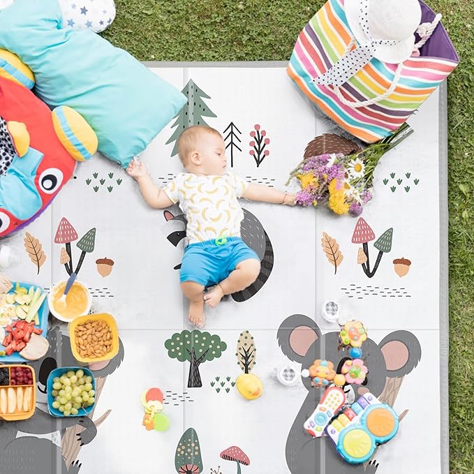 Baby Play Mat, PIGLOG Extra Large Foldable Play Mat for Babies and Toddlers, Infants, Upgraded Tear Proof Baby Crawling Mat, Reversible Waterproof Portable Playmat for Indoor Outdoor 71" x 79", Koala